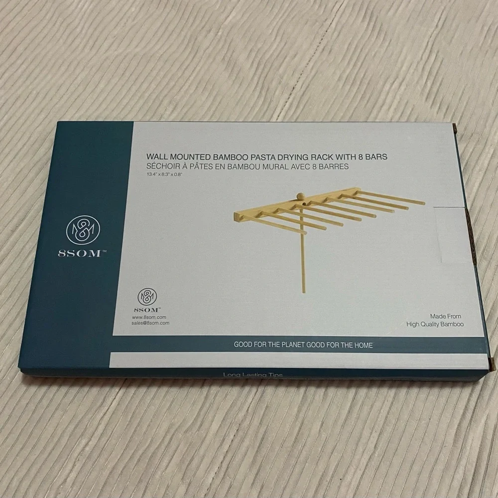 Wall mounted bamboo pasta drying rack